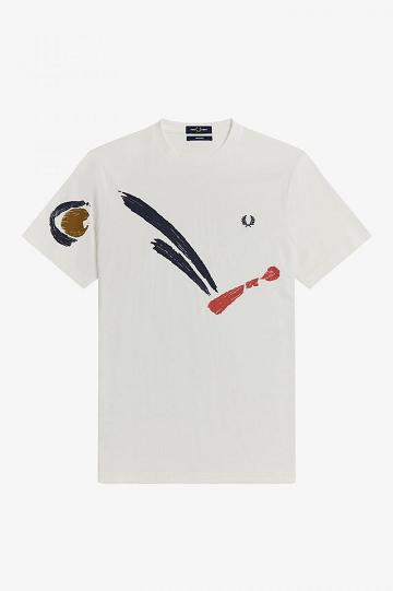 White Fred Perry M3839 Men's T Shirts | PH 1718FDNM